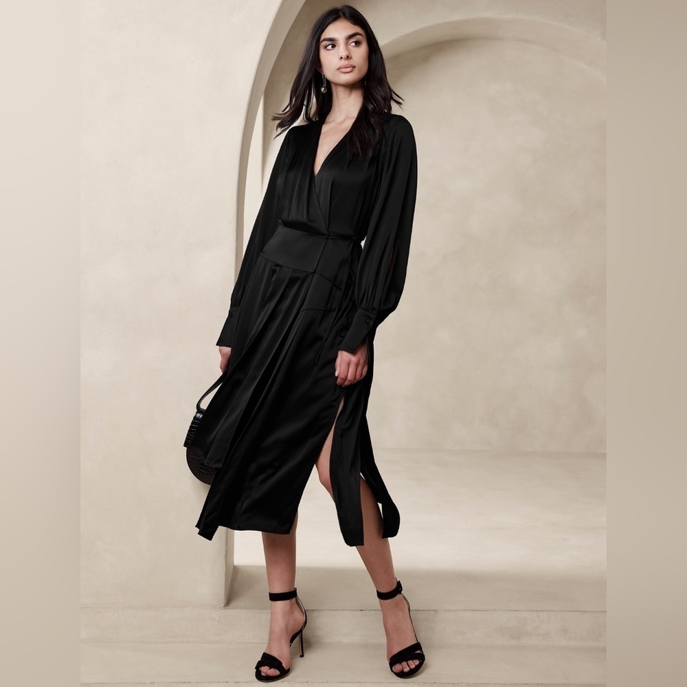 NEW! Banana Republic Black Lydia Asymmetrical Shirtdress - Small 🎈6️⃣ 799915